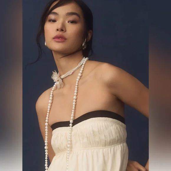 Maeve Strapless Pintuck Open-Back Dress Size L - Picture 3 of 8